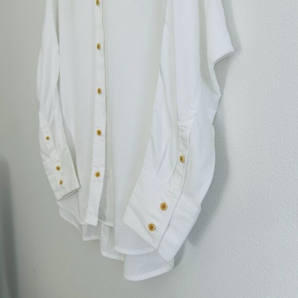 Madewell Relaxed Dolman Button-Up Shirt Size S White Sheer Coastal Prep Classic - Picture 5 of 16